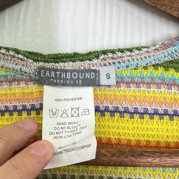 Earthbound - Rainbow Stripes Tie Open Front Long Sleeve Cardigan Size Small - Picture 7 of 9